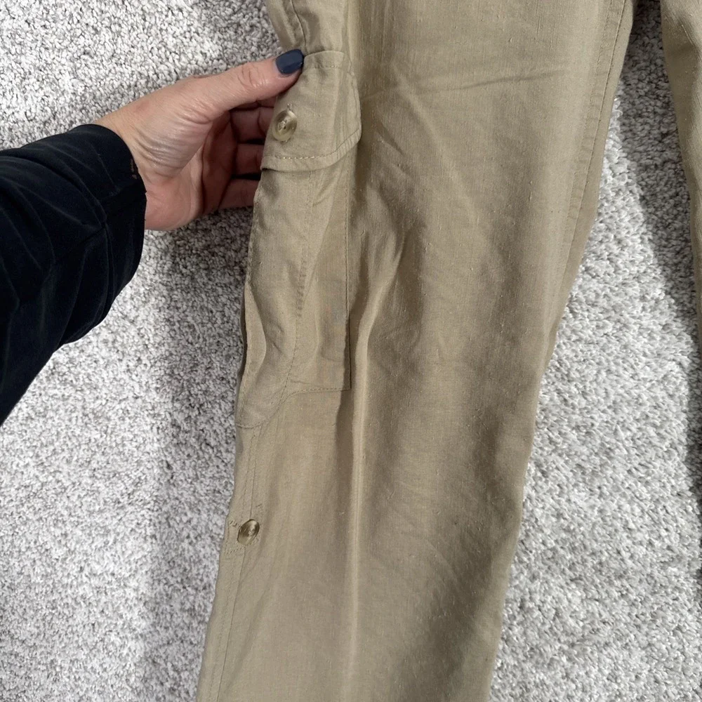 Banana Republic Linen Cargo Pants Womens 10 Tan‎ Convertible Hiking Beachy Comfy
